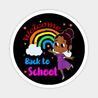 Little Melanin Princess Welcome Back To School Rainbow Girl Magnet